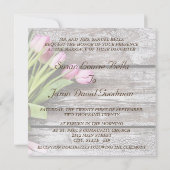 Trouwuitnodiging - Roze Tulpen & Hout Kaart (Achterkant)