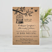 Trouwuitnodiging 'Rustic Brown Paper Bird Cage' Kaart (Staand voorkant)
