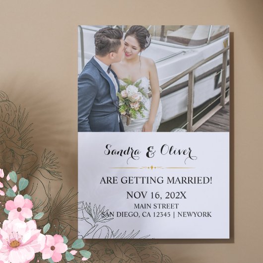 Trouwuitnodiging - Save the Date Grijs Papier Look