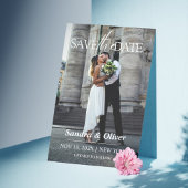 Trouwuitnodiging - Save the Date Grijs Papier Look