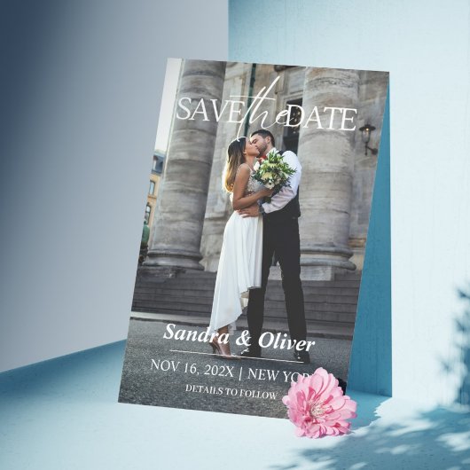 Trouwuitnodiging - Save the Date Grijs Papier Look