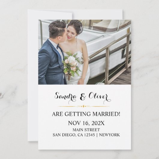 Trouwuitnodiging - Save the Date Grijs Papier Look (Achterkant)