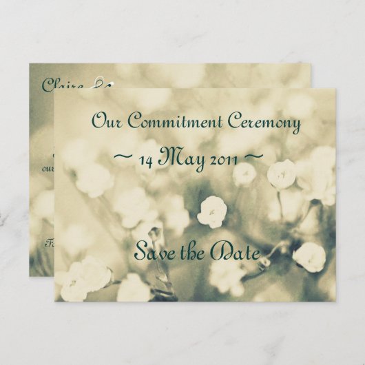 Trouwuitnodiging Save the Date sjabloon kaart (Voorkant / Achterkant)