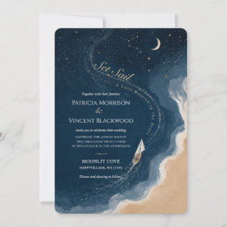 Trouwuitnodiging Set Sail Sea-Sky Bruiloft Kaart