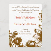 Trouwuitnodiging - Sinaasappel  Flowers Aankondigingskaart (Voorkant)