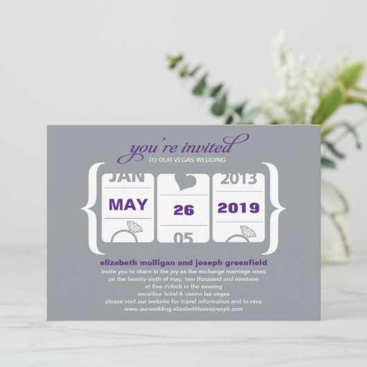 Trouwuitnodiging Slot Machine Kaart (Staand voorkant)