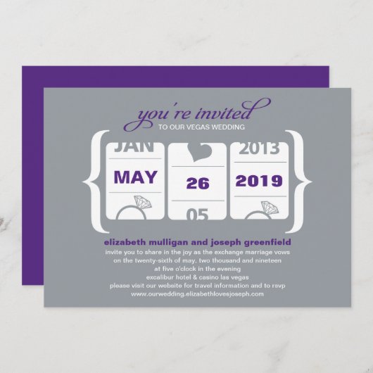 Trouwuitnodiging Slot Machine Kaart (Voorkant / Achterkant)