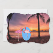 Trouwuitnodiging Strand Flamingo Palm Romantisch Kaart (Achterkant)