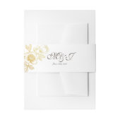 Trouwuitnodiging tailleband met gouden bloemen uitnodigingen wikkel (Voorkant Voorbeeld)