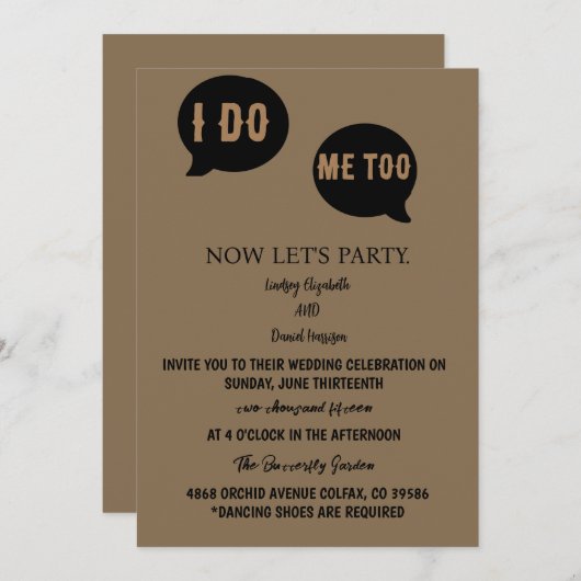 Trouwuitnodiging tekst Casual Kaart (Voorkant / Achterkant)