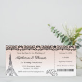Trouwuitnodiging, Trouwstationery, Parijs Kaart (Staand voorkant)