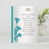 Trouwuitnodiging turquoise calla lelie kaart (Staand voorkant)
