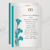Trouwuitnodiging turquoise calla lelie kaart (Voorkant / Achterkant)