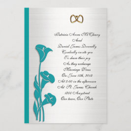 Trouwuitnodiging turquoise calla lelie kaart