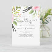 Trouwuitnodiging van hoge kwaliteit in Blush Roze  (Staand voorkant)