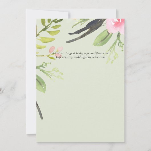 Trouwuitnodiging van hoge kwaliteit in Blush Roze  (Achterkant)