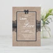 Trouwuitnodiging van linnen en kant kaart (Staand voorkant)