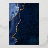 Trouwuitnodiging van Navy Blauw en Goud Agaat Foli Folie Uitnodiging (Achterkant)