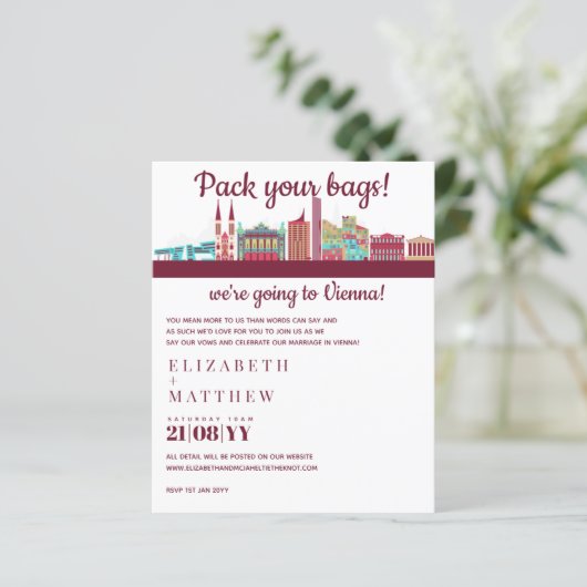 Trouwuitnodiging VIENNA Silhouet handgetekend Budg (Staand voorkant)