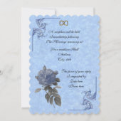 Trouwuitnodiging vintage blauwe roos kaart (Achterkant)