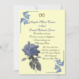 Trouwuitnodiging vintage roos shabby chic kaart