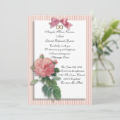 Trouwuitnodiging vintage roze shabby chic kaart (Staand voorkant)