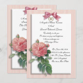 Trouwuitnodiging vintage roze shabby chic kaart (Voorkant / Achterkant)