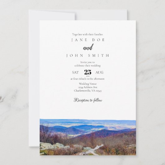 Trouwuitnodiging Virginia Mountains Kaart (Voorkant)