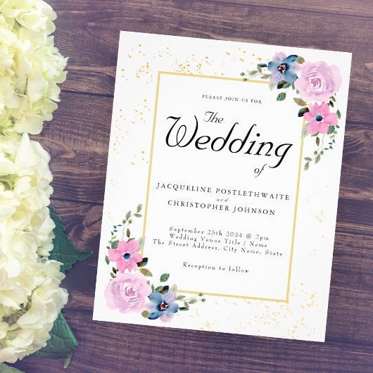 Trouwuitnodiging voor een budget bruiloft, flyer m