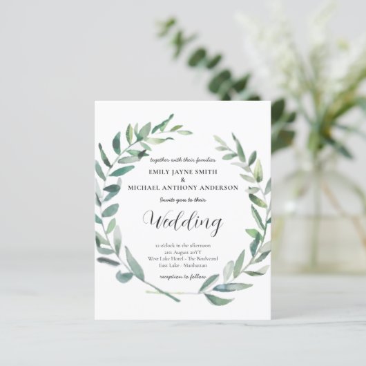 Trouwuitnodiging voor een klein budget Moderne oli (Staand voorkant)