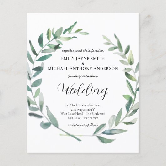 Trouwuitnodiging voor een klein budget Moderne oli (Voorkant)