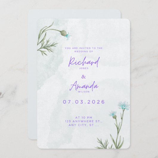 Trouwuitnodiging voor koppels kaart (Voorkant / Achterkant)