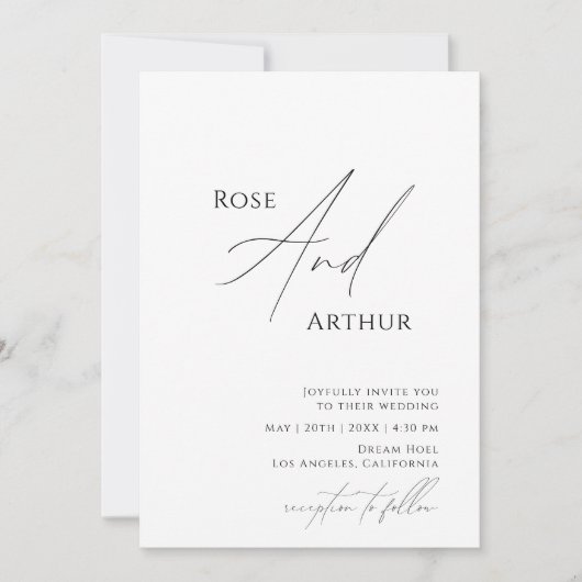 Trouwuitnodiging Whimsical Minimalist Kaart (Voorkant)