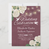 trouwuitnodiging White Hydrangeas String Lights Kaart (Voorkant)