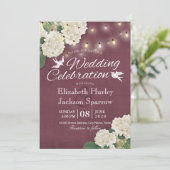 trouwuitnodiging White Hydrangeas String Lights Kaart (Staand voorkant)