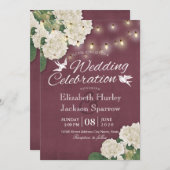 trouwuitnodiging White Hydrangeas String Lights Kaart (Voorkant / Achterkant)