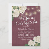 trouwuitnodiging White Hydrangeas String Lights Kaart (Voorkant)