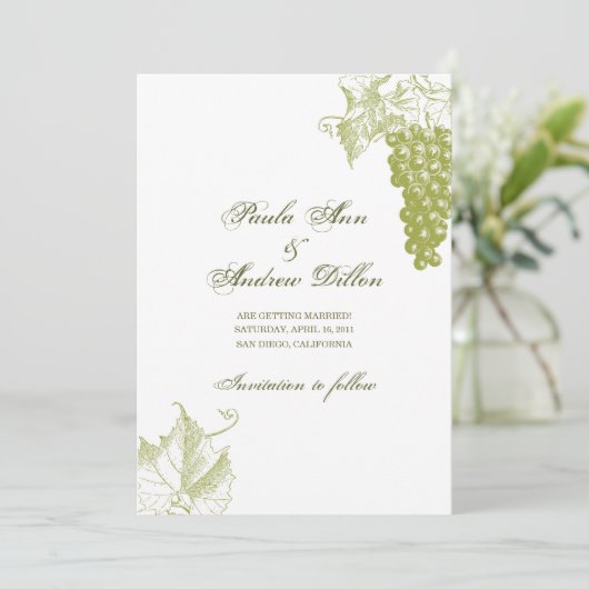 Trouwuitnodiging wijngaard kaart (Staand voorkant)