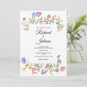Trouwuitnodiging wilde bloem Boho bloemig elegant Kaart (Staand voorkant)