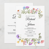 Trouwuitnodiging wilde bloem Boho bloemig elegant Kaart (Voorkant / Achterkant)