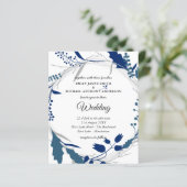 Trouwuitnodiging winterblauw wit goedkoop (Staand voorkant)