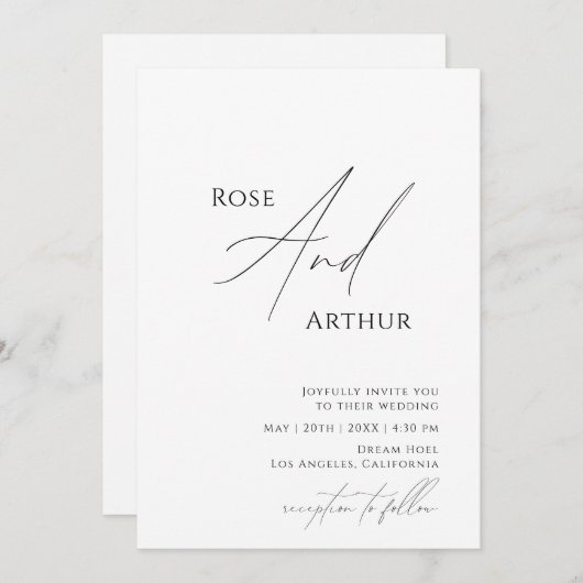 Trouwuitnodiging Wispelturig Minimalistisch Kaart (Voorkant / Achterkant)