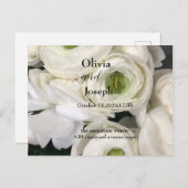 trouwuitnodiging, witte verse rozen, sjabloon briefkaart (Voorkant / Achterkant)