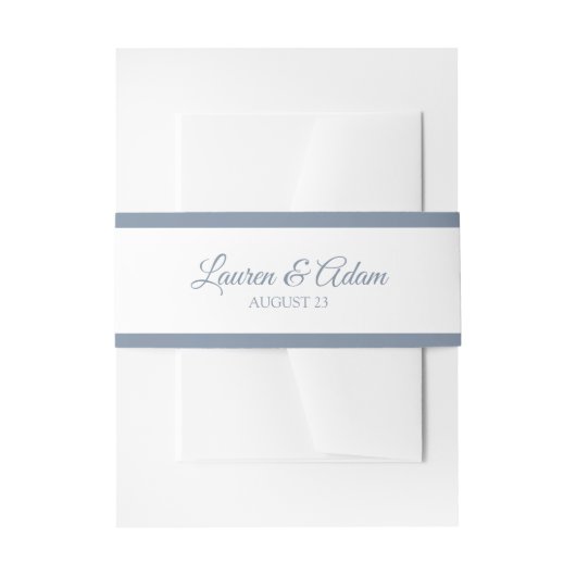 Trouwuitnodiging Wrap | Basic Borders-Stof Blauw Uitnodigingen Wikkel (Voorkant Voorbeeld)