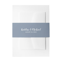 Trouwuitnodiging Wrap- Belly Band 2 | Stofblauw Uitnodigingen Wikkel