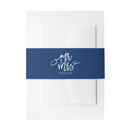 Trouwuitnodiging Wrap / Buikband | Marineblauw Uitnodigingen Wikkel