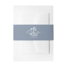 Trouwuitnodiging Wrap / Buikband | Stofblauw Uitnodigingen Wikkel