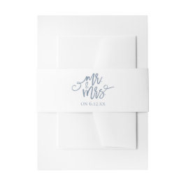 Trouwuitnodiging Wrap / Buikband | Stofblauw Uitnodigingen Wikkel