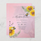 Trouwuitnodiging Zonnebloemen Goedkoop Tweetalig (Voorkant / Achterkant)
