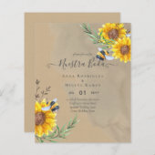 Trouwuitnodiging Zonnebloemen Goedkoop Tweetalig (Voorkant / Achterkant)